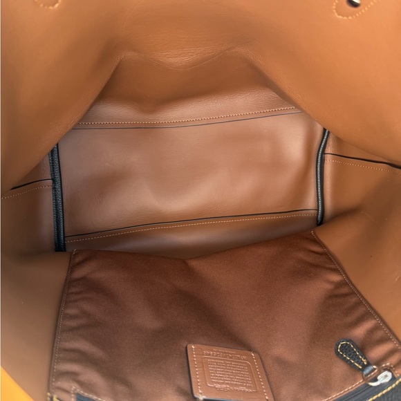 Coach Black Leather Tote with Red & Blue Pepsi-Cola Graphic - Picture 3 of 3